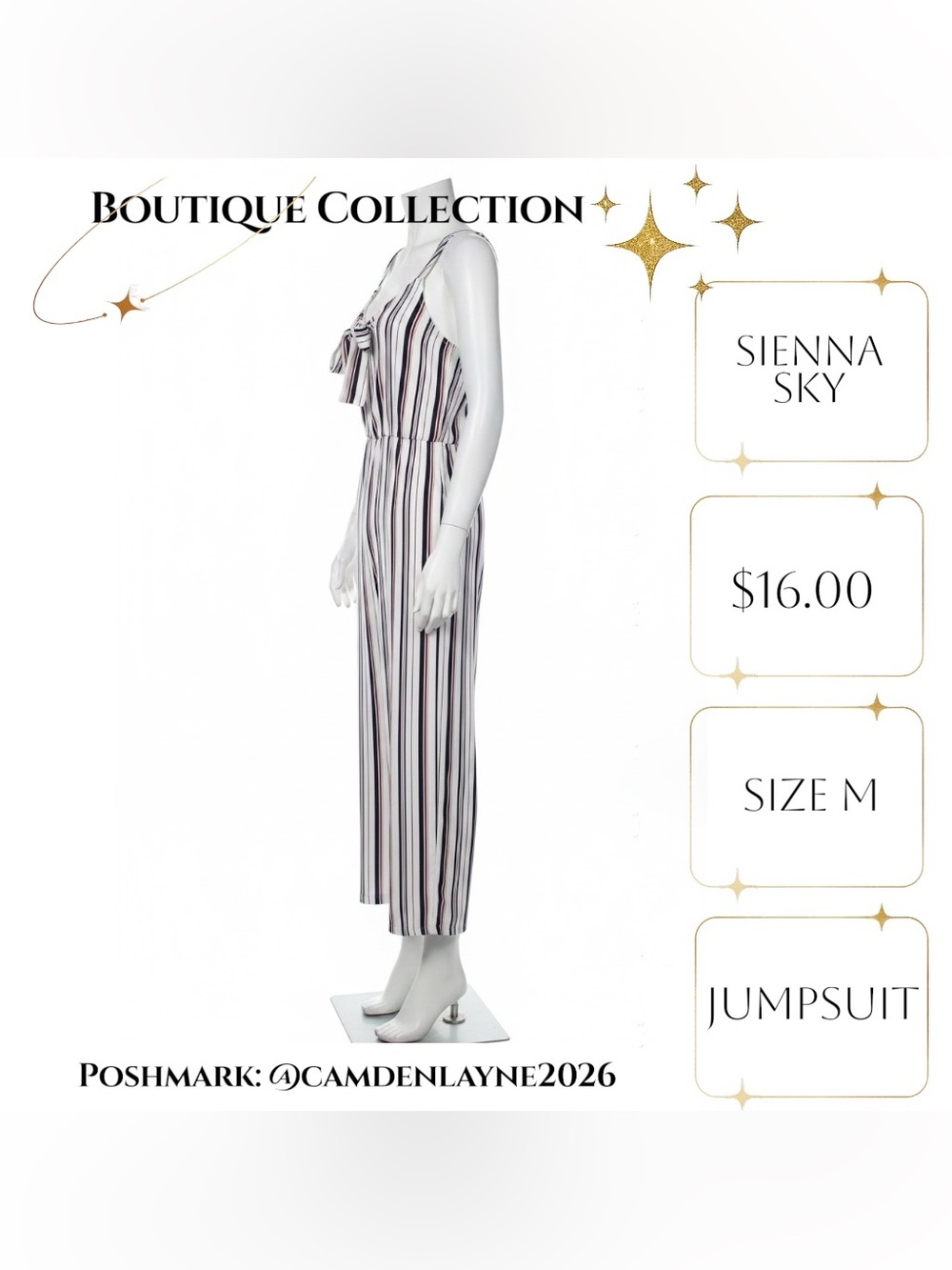Sienna Sky Black & White Striped Sleeveless Jumpsuit - Picture 6 of 10